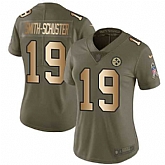 Women Nike Steelers 19 JuJu Smith Schuster Olive Gold Salute To Service Limited Jersey Dzhi,baseball caps,new era cap wholesale,wholesale hats